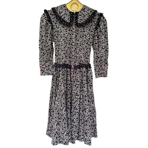 Vintage Bernadette's Biscotti Dress Young Girls Black White and Red 8 - Picture 1 of 7